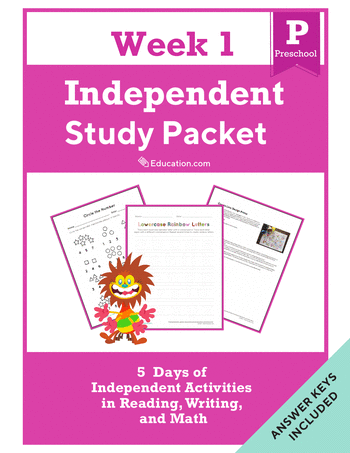Preschool Math Workbooks: Preschool Independent Study Packet - Week 1
