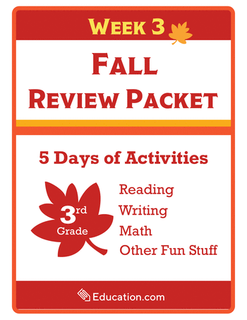Third Grade Reading & Writing Workbooks: Third Grade Fall Review Packet - Week 3